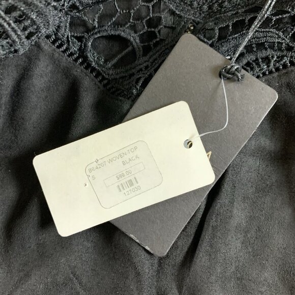 JOA Los Angeles Black Crochet Fringe Crop Jacket Boho Lace Long Sleeve Top XS - Picture 6 of 9